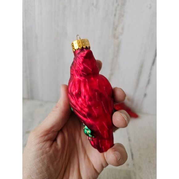 Glass Cardinal bird ornament Xmas tree set lot acorns tree - Picture 6 of 16